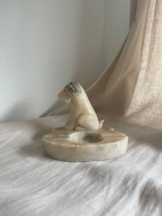 Vintage Dog Ashtray | Vintage marble ashtray | Dog ashtray | Decorative vintage ashtray | Stone ashtray vintage |  Alabaster dog ashtray