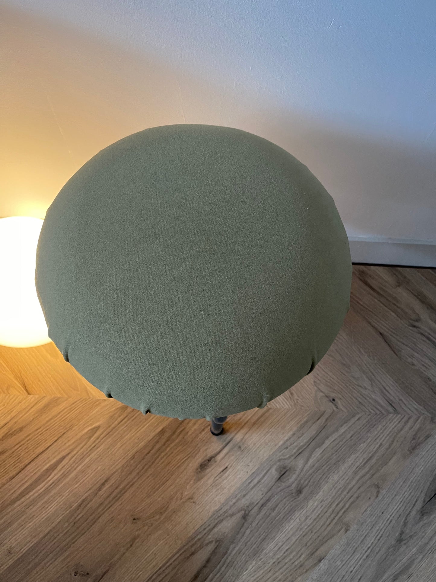 Vintage Ikea Uri Stool | Designed by Per Ivang Ledang | Vintage Ikea stool | Vintage Ikea 1995 | Ikea Wavy leg stool | Green cushion